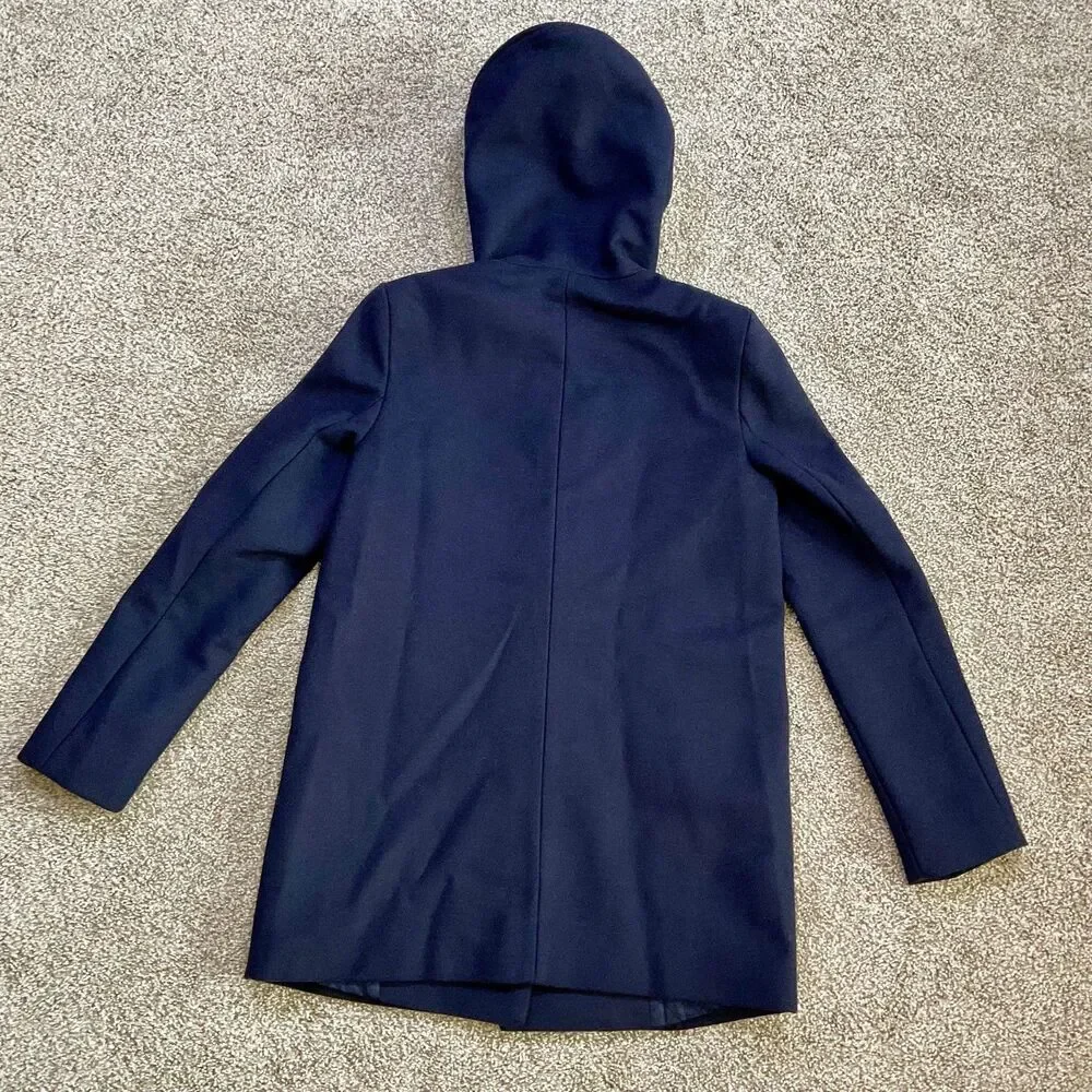 NEW Michael Kors Wool Hooded Duffle Coat Jacket Womens Small‎ Toggle Winter Blue